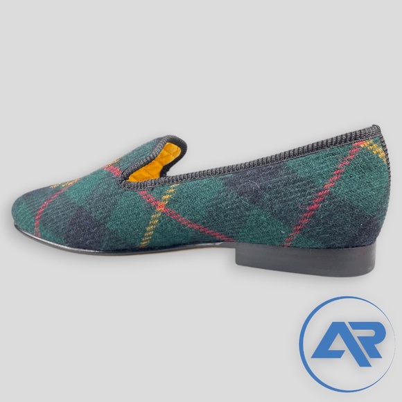 Polo Ralph Lauren Paxton Wool Plaid Green Men's Slipper Shoes Skull & Keys - Picture 4 of 7